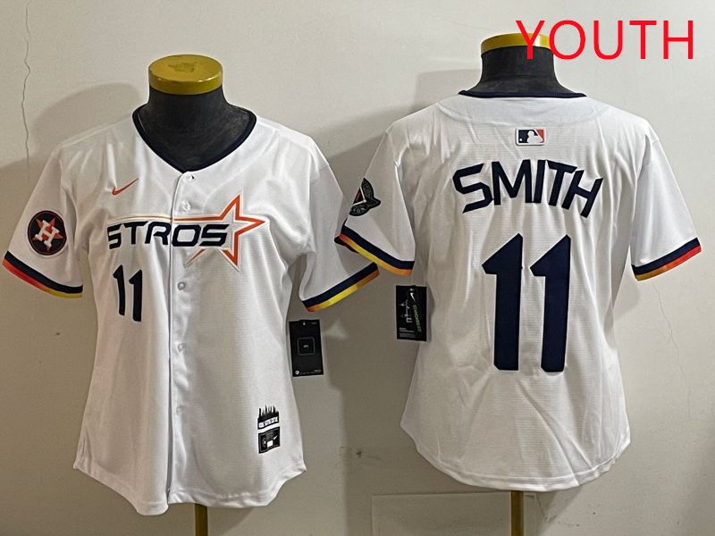 Youth Houston Astros 11 Smith White three generations Joint Name Nike 2025 MLB Jersey style 5